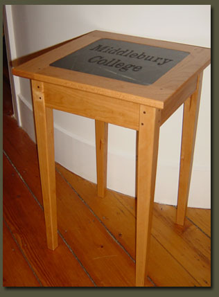 Make a lasting impression in your corporate gift giving by choosing a gift that reflects your own committment to excellence -- the Vermont Soapstone End Table from Clarner Woodworks